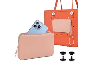 Muswelf Large Silicone Phone Holder for Bogg Bag Accessories, Accessories Inserts Charm for Bogg Bag, Silicone Zipper Bag Wallet with Lanyard for Beach Bags Tote Bag, Gift for Women(Pink)