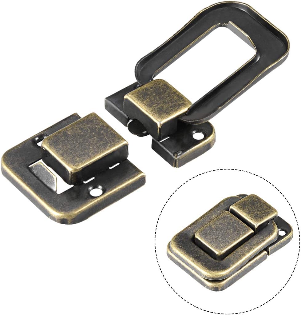 sourcing map Toggle Catch Lock, 38mm Retro Decorative Bronze Hasp w Screws for Suitcase Chest Trunk Latch Clasp Pack of 2 - Image 5