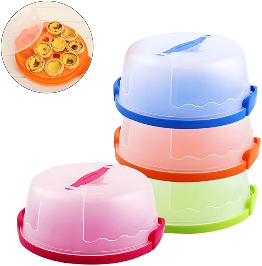 Portable Round Cake Carrier with Handle Pie Saver Cupcake