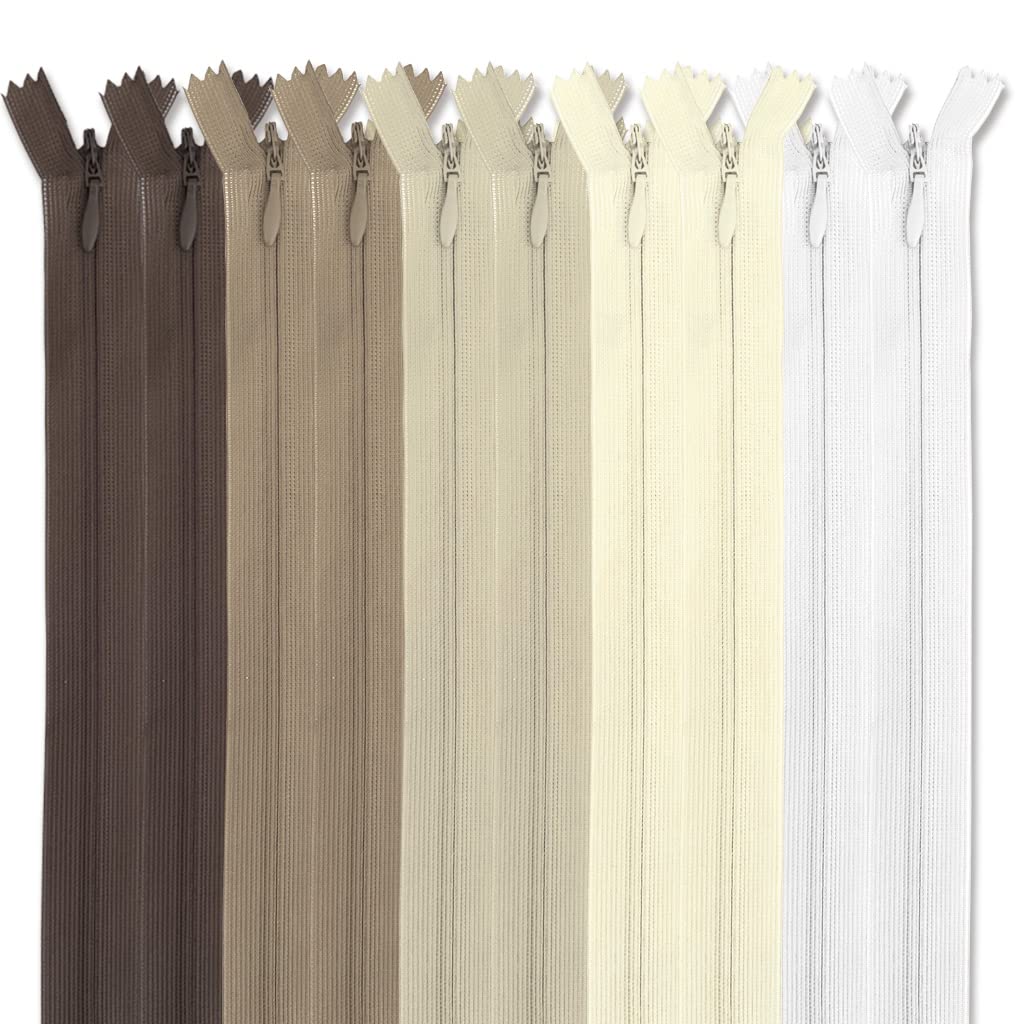 MARARDI [Pack of 10 Invisible Zippers [Nude] Nylon [15 cm] Sewing and Crafts for Clothing Bags Fabric for Sewing Machine Patchwork Plastic Cotton Zipper with Metal Zip — image 1