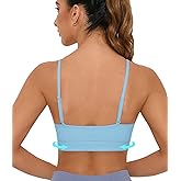 Comper Sports Bra for Women Wirefree Racerback Workout Bras Sexy Thin Straps Yoga Sport Bras with Removable Pads