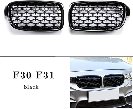 Amazon Com Front Bumper Kidney Grills For Bmw 3 Series Diamond Style Mesh Grilles Compatible With F30 F31 3i 328i 335i 11 18 Direct Replacement Automotive