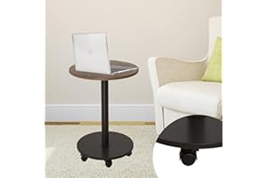 VORRIOP Pedestal with Wheels TV Tray Table, Rotating Couch Tables That Slide Under, Small Side Table for Living Room and Bedroom Sofas, Beds, Mini Coffee Tables, (H) 22.4 *(W) 11.8 (Assembly Required)