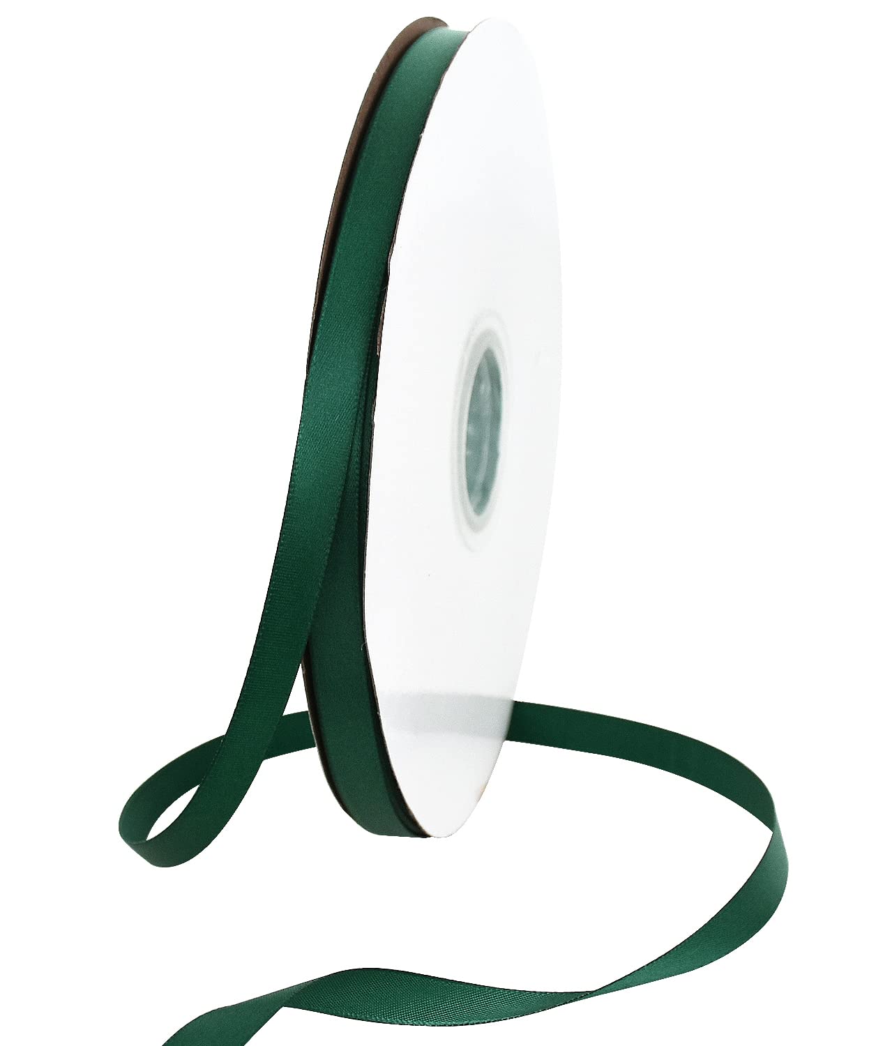 TONIFUL 3/8 Inch x 100yds Christmas Green Satin Ribbon Thin Solid Fabric Ribbons Roll for Gift Wrapping Invitation Floral Hair Balloons Craft Sewing Party Wedding Decoration Valentine's Day Bouquet