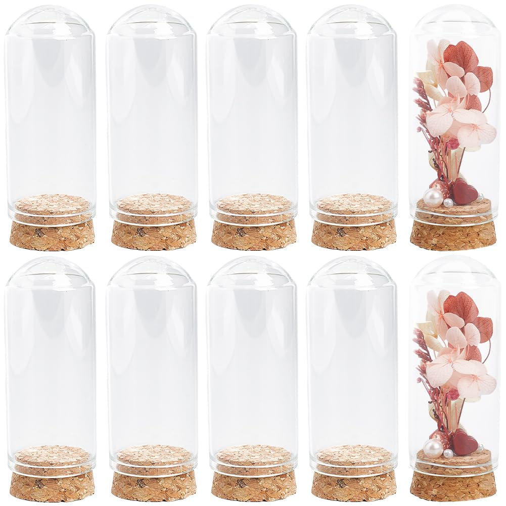 SUNNYCLUE 12Pcs Mini Cloche Glass Dome 30x70mm Dome Glass Jars with Cork Base Clear Glass Display Dome Cloche Bell Jar Small Glass Bell Jars for Flower Storage Home Christmas Party Favor Decor