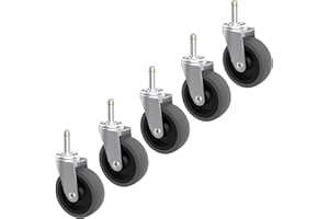 RILIDRI Replcament Casters for Brute Trash Bin Dolly Set of 5, 3-Inch Trash Can Dolly Replacement Wheels - 375LBs per Set