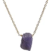 Gempires Purple Tanzanite Crystal Pendant Necklace December Birthstone Gemstone Jewelry Hypoallergenic 18 Inch Gold Plated Dainty Handmade Minimmalist Necklaces