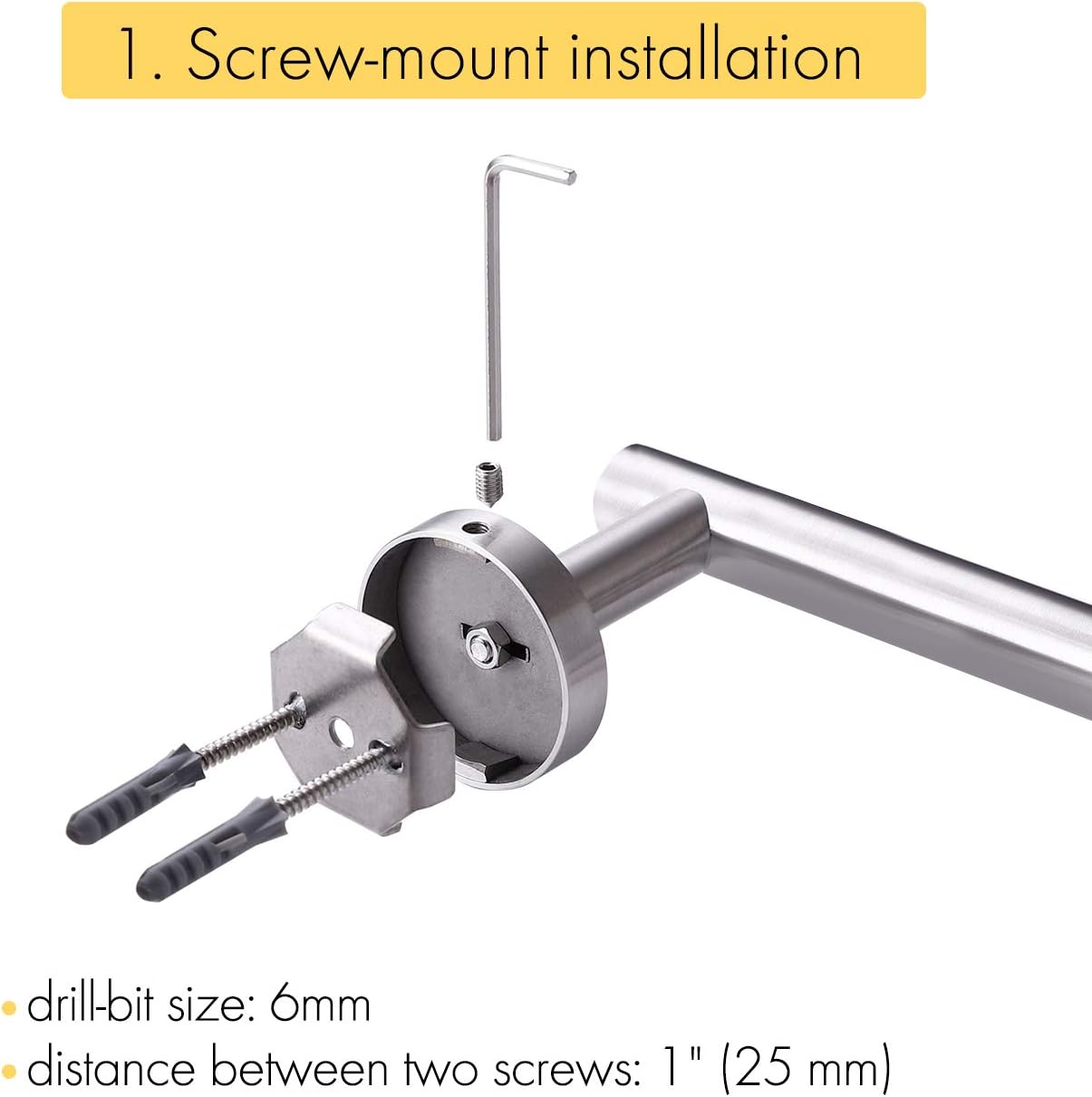 KES 23.6 Inches Towel Bar for Bathroom Kitchen Hand Towel Holder Dish Cloths Hanger SUS304 Stainless Steel RUSTPROOF Wall Mount No Drill Brushed Steel, A2000S60DG-2 - - 