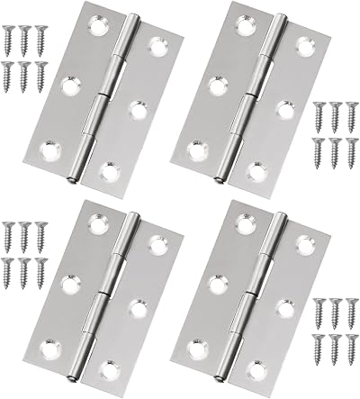 Juibao 4x Small Stainless Steel Folding Butt Hinges 55x34x1mm Silver