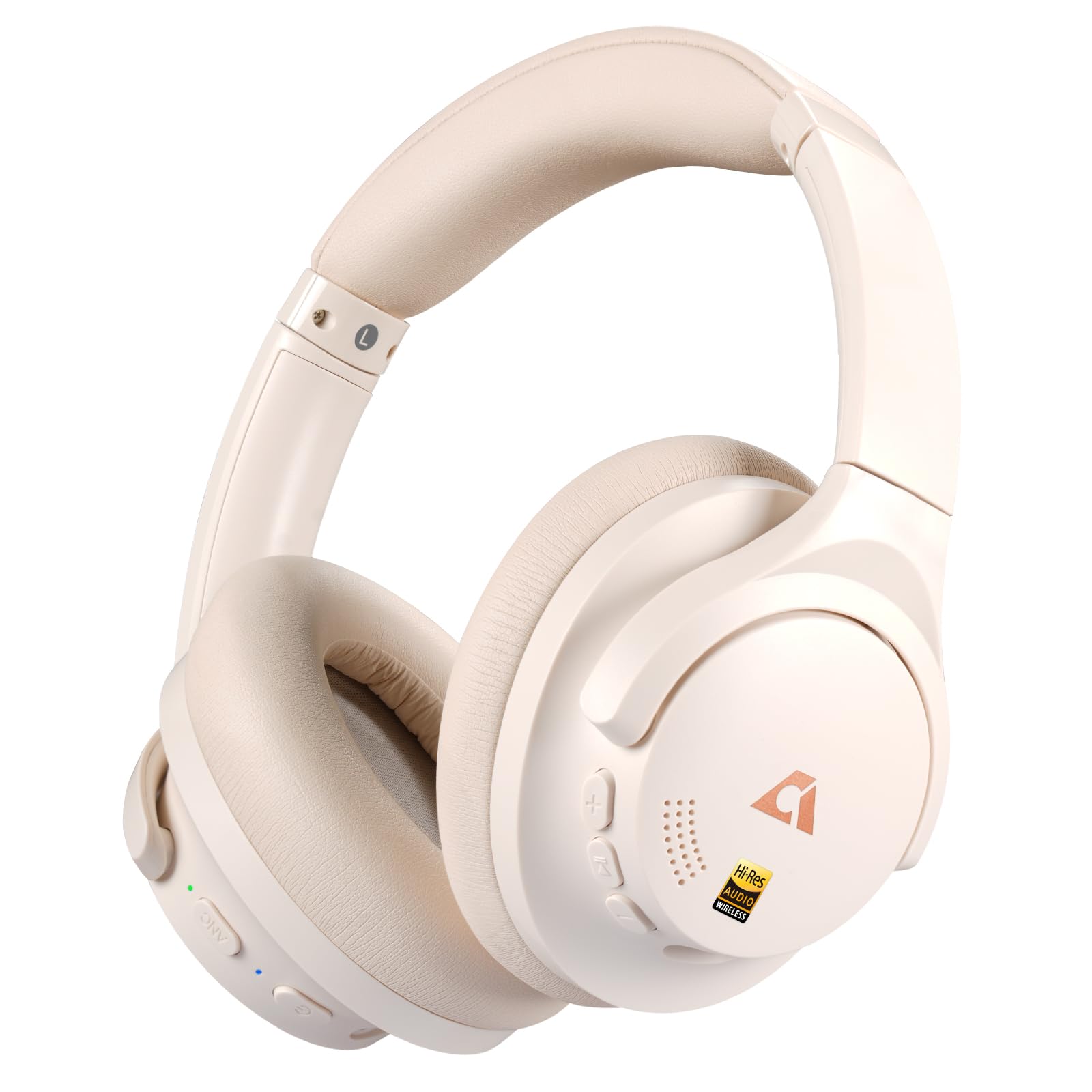 Photo 1 of 1Mii Y8+ Noise Cancelling Headphones Bluetooth, Wireless LDAC Hi-Res Audio, Custom EQ via App, 75H Playtime, Comfort Fit, Over Ear Headphones Foldable for Airplane Travel Home Office Cream White
