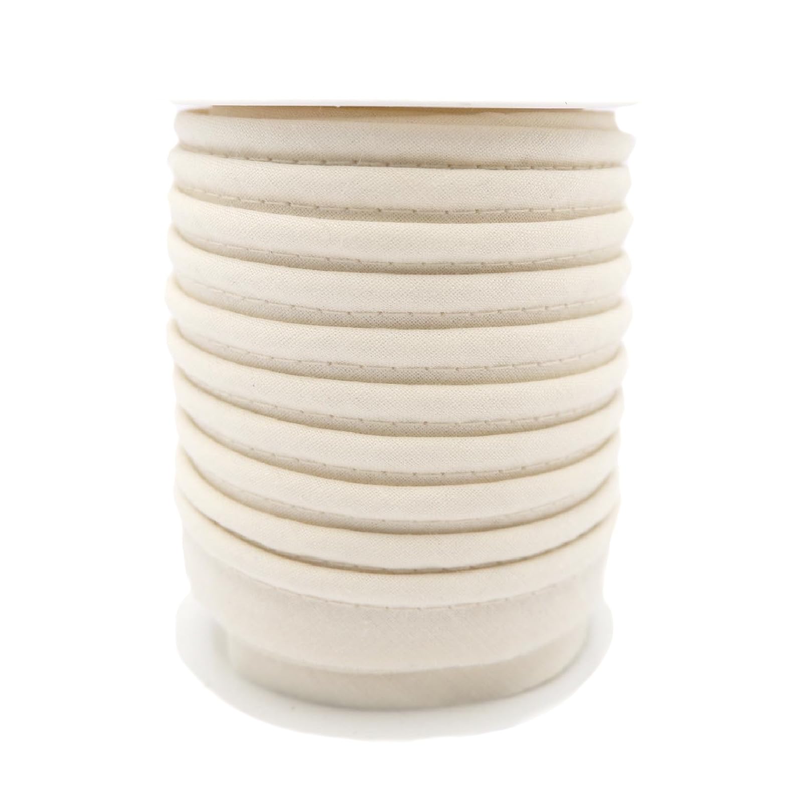 TEXTEX = Piping for Sewing, Decoration, and Crafts. Composition 50% Cotton and 50% Polyester. Total Width of 15mm, Cord of 5mm, and Flap of 10mm. 10 Meter Reel - (Off White)