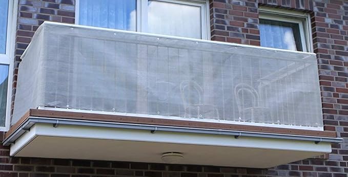 Beige&Anthrazit 6x0,9m Smart Deko Balkonsichtschutz, Balkonverkleidung, Windschutz, Sichtschutz und UV-Schutz für Balkon, Gar