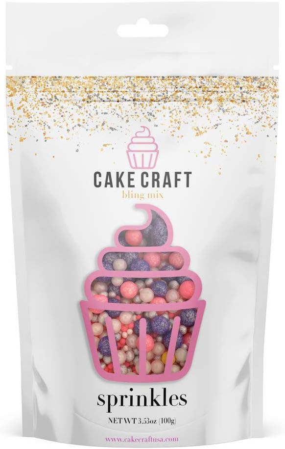 Cake Craft Sprinkles Princess Bling Mix 3.53 Ounces