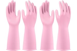 Rubber gloves cleaning 2 Pairs rubber gloves dishwashing kitchen dish gloves Reusable.