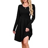 KORSIS Womens Dress Casual Swing T-Shirt Fall Spring Long Sleeve Round Neck Tunic 2026 Fashion High Waist Dresses with Pocket