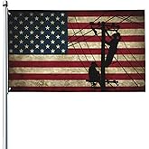 American USA Flag Lineman Powerline Technician Flag 3x5 ft Garden Banner Indoor Outdoor Perfect Decoration