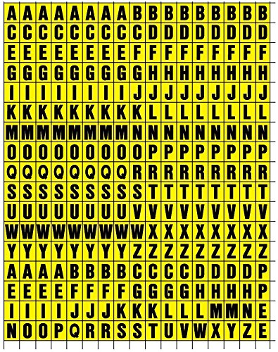 Stick on Vinyl Lettering, Numbers, Self Adhesive Letters ONLY, Stick on Letters for Signs, Boats, Numbers, 1/2 Inch, Stick-on, Waterproof, Individual Stickers, (Black on Yellow)