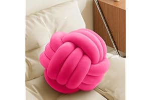 KUCCO-PILLOW Hot Pink Knot Pillow Ball, Handmade Decorative Throw Pillow, Soft Round Knotted Cushion for Couch & Bedroom, Cute Home Decor, Braided Pillow for Living Room (7.87 Inches)