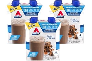 Atkins Protein Rich Shake, Chocolate Caramel Cream, 15g Protein, Low Glycemic, 2g Net Carbs, 1g Sugar, Low Carb Lifestyle, Gluten Free, 12 count