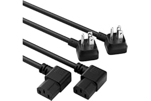 Elecan 3-Prong 45 Degree Flat to 90 Angled Plug Replacement Power Cord 3 Ft/2 Pack, Heatproof Flexible Durable AC Device Power Cable for Appliance Computer TV Monitor, ETL 18AWG 125V 10A