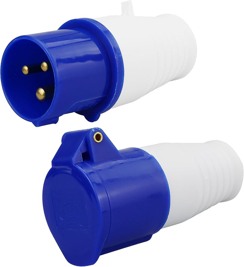 HXMJIED 16A 240V 3 Pin Industrial Site Trailing Plug Socket Weatherproof Blue