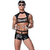BBOYMMYOBB Men's Sexy Lingerie Suit Costume Outfit Pary Nightclubs Police Role Playing Couples Underwear Uniform Masquerade Black