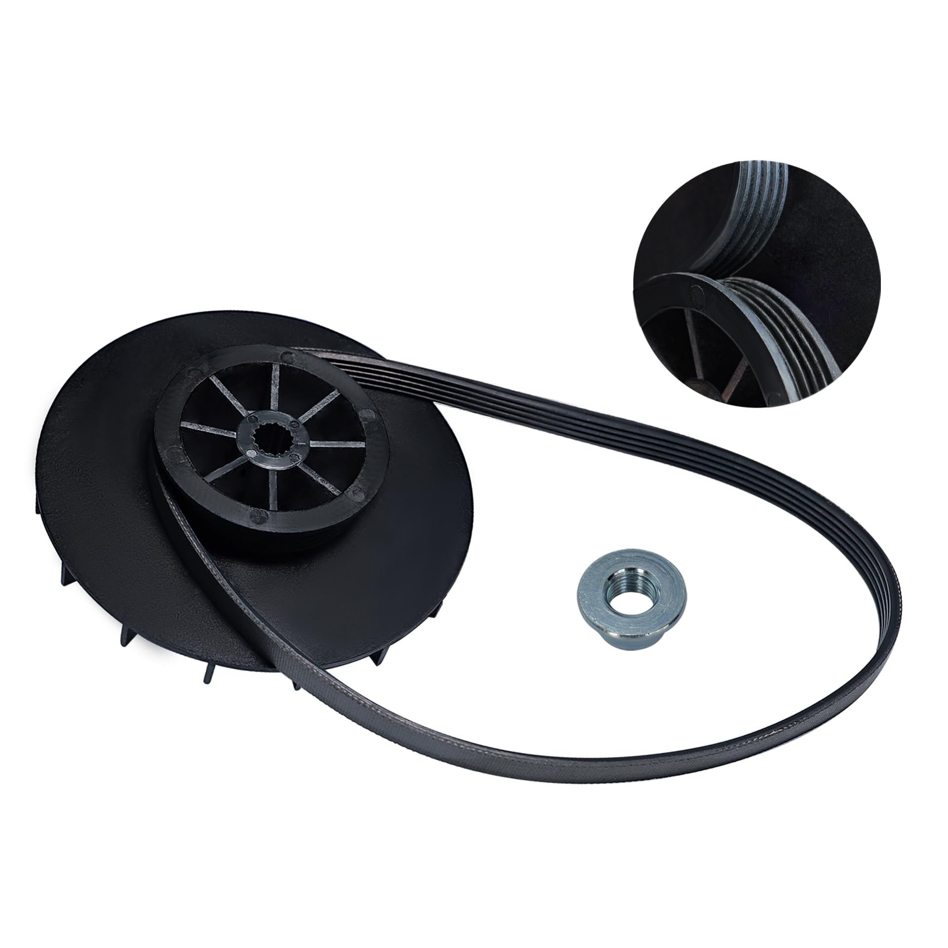 Photo 1 of WH03X32217 Washer 1/2 HP Motor Pulley & WH01X24180 Belt & Nut Set Compatible with GE, Replacement Part WH07X24182 WH49X25377 4975025 AP7018598 PS16554753 EAP16554753