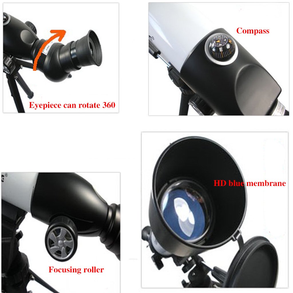 Bial 350X60mm Binoculars Monocular Astronomical Telescope w/Tabletop Tripod & Compass & Carry Case