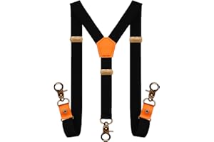 MENDENG Adjustable Suspenders for Men Bronze Metal Clips Braces with Leather