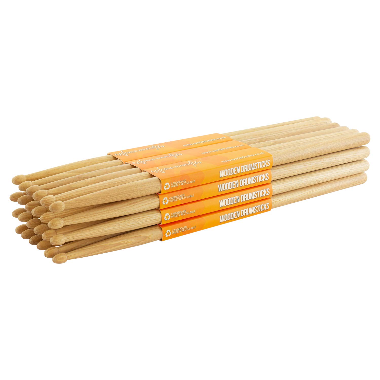 World Rhythm Drumsticks 5A by World Rhythm - Wood Tip Pairs of 5A Hickory Drum Sticks - Stick Brick, 12 Pairs