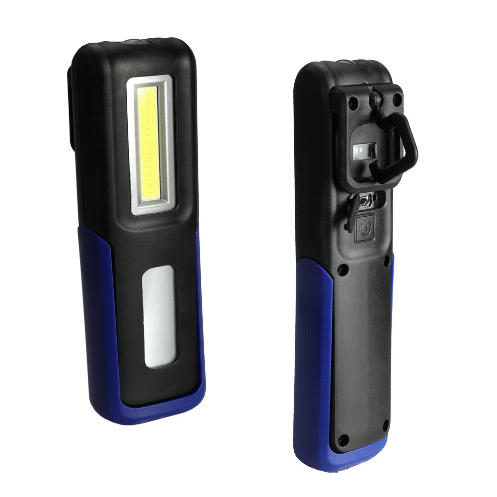 Three trees LED Cordless Work Light COB Rechargeable Portable Hand Held Work Lamp With Hanging Hook, Magnetic Holders, 1200mAh Charging, Multifunction Flashlight (blue)