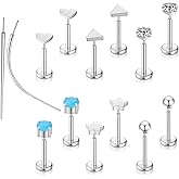 Gotumo 20G Threadless Flat Back Earrings Studs Nose Studs Titanium Body Jewelry for Women Men Hypoallergenic Cartilage Helix Tragus Conch Daith Rook Piercing Jewelry
