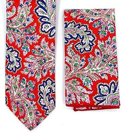 Cotton Floral Tie Set- (Red-Blue-Green-White)-190-A