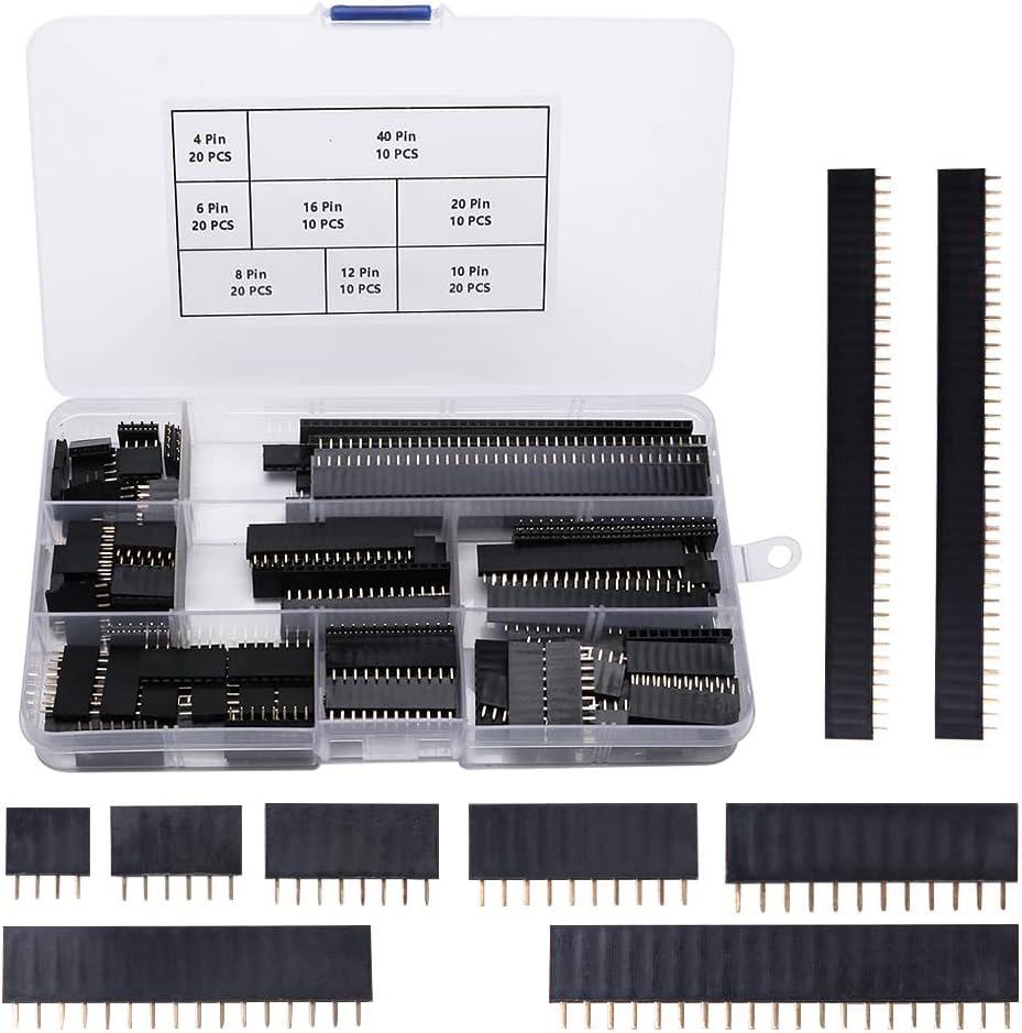 VooGenzek 120 PCS 2.54mm Breakaway Female Header Kit for Arduino Shield