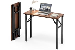 Frylr Small Folding Computer Desk – Portable 35.8 Inch Foldable Laptop Table, Collapsible and Compact for Easy Storage and Fast Setup, Lightweight for Small Spaces, Craft and Study Use, Dark Walnut