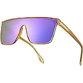 Jefoo Polarized Square Sunglasses for Women Men Oversized Fashion Siamese Lens Style Flat Top Shield Shades UV Protection