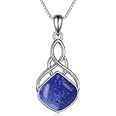 YAFEINI Irish Celtic Pendant Necklace Sterling Silver Natural Stone Teardrop Necklace Jewelry Gifts For Women Girls