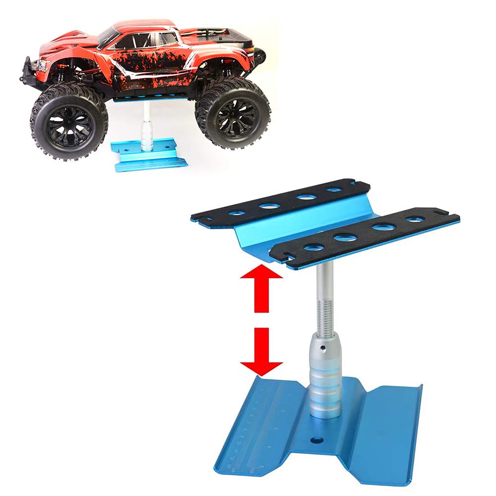 Hosoncovy RC Car Work Stand Repair Station Aluminum Alloy 360 Degree Height Adjustable Rotation Lift Or Lower for 1/8 1/10 1/16 Scale RC Car RC Truck (Blue)