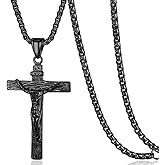Rehoboth Jesus Christ on INRI Crucifix Cross Pendant Necklace for Teens Womens Mens with 24 Inch Stainless Steel Chain