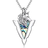 Vadmans Wolf Necklace Sterling Silver Arrowhead Necklace Pendant Necklace Wolf Jewelry Birthday Gifts for Women Men