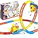 Jellydog Toy Tumble Train Track Set, Track Car Twister Set, Electric Flexible 23 Colorful Music Tracks + 1 Light Up Dump Truck, Build-A-Road X-Track Toy Car Playset, for Ages 3 and Up