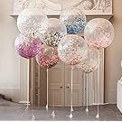 36" Confetti Balloons Jumbo Latex Balloon Paper Balloons Crepe Paper Filled with Multicolor Confetti for Wedding or Party Decorative (5 Pcs) CVBOSS