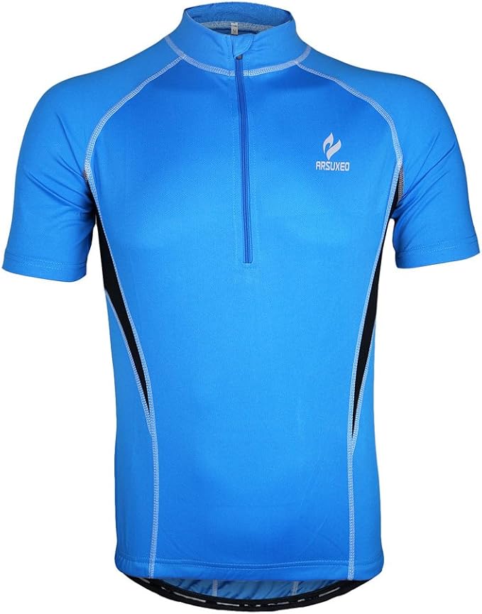 Amazon Co Jp Arsuxeo 自転車夏用 通気性 ショート スポーツウェア サイクルジャケット スポーツジャージ 布ジッパー 速乾性 吸汗性 高弾性 ポケット付き メンズ対応 スポーツ アウトドア