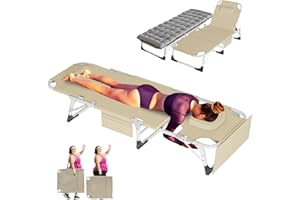 ABORON 3 in 1 Sun Tanning Chair Oversized with Mat&Face Arm Hole, Heavy Duty Folding Chaise Lounge Chairs, 5-Position Outdoor Lounge Chair/Pillow, for Beach, Pool, Lawn, Yard, Patio