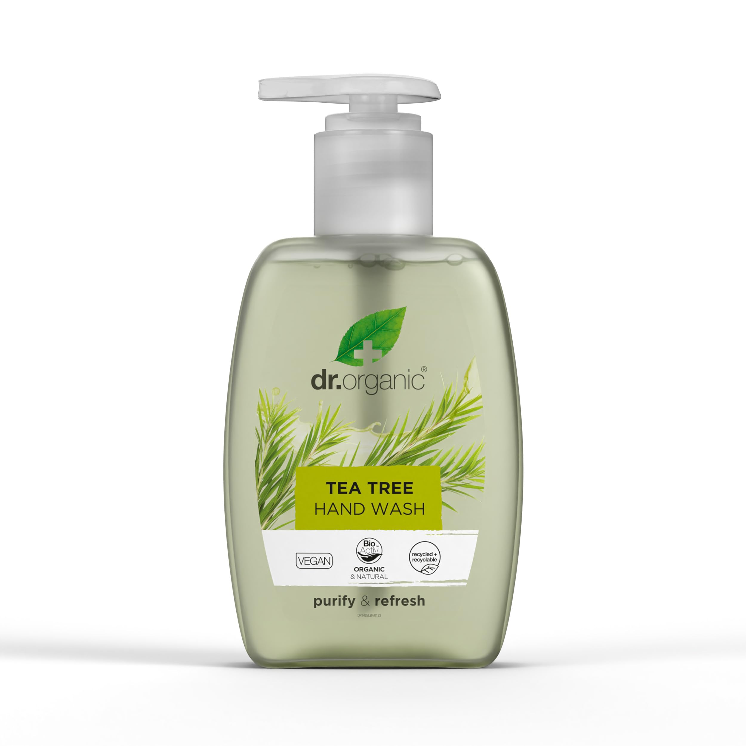 Dr Organic Tea Tree Hand Wash, Purifying, Cleansing, Natural, Vegan, Cruelty-Free, Paraben & SLS-Free, Recycled & Recyclable, Recycled & Recyclable, Organic, 250ml, Packaging may vary