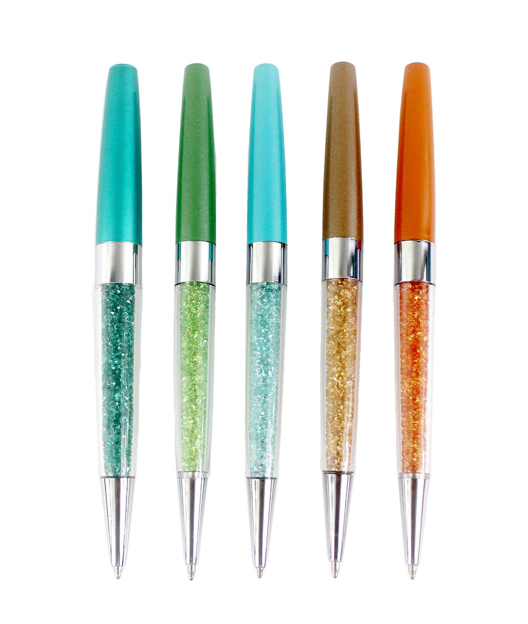 Gullor 5PCS Bling Bling Silm Crystal Diamond Retractable Ballpoint Pen - Style C