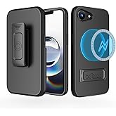 BELTRON Case with Belt Clip for iPhone 16E, Slim Full-Body Protective Grip Cover with Swivel Holster, Compatible with MagSafe, Horizontal Kickstand & Built-in Card Holder