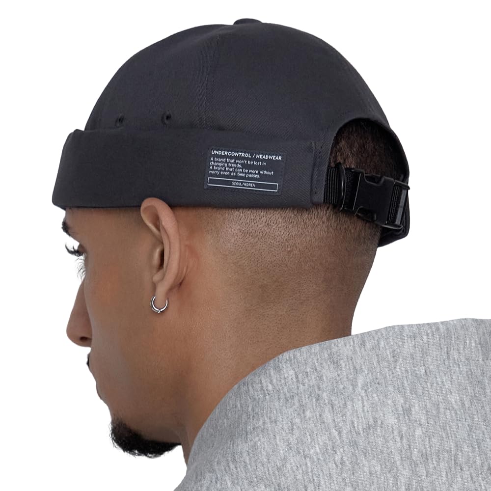 UNDERCONTROL Brimless Sailor Fisherman Leon Hat Rolled Cuff Harbour No Visor Miki Skull Docker Beanie Trawler Tactical Ring Cap for Men & Women (Charcoal)