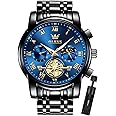 OLEVS Mens Watches Chronograph Business Dress Quartz Stainless Steel Waterproof Luminous Date Wrist Watch