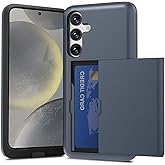 ZUSLAB Card Holder Slot Case Compatible with SAMSUNG Galaxy S24 6.2 Inches 2024, Phone Wallet Case for Galaxy S24, Shockproof Rubber & PC Bumper Dual Cover for Women Men teens, Dark Blue
